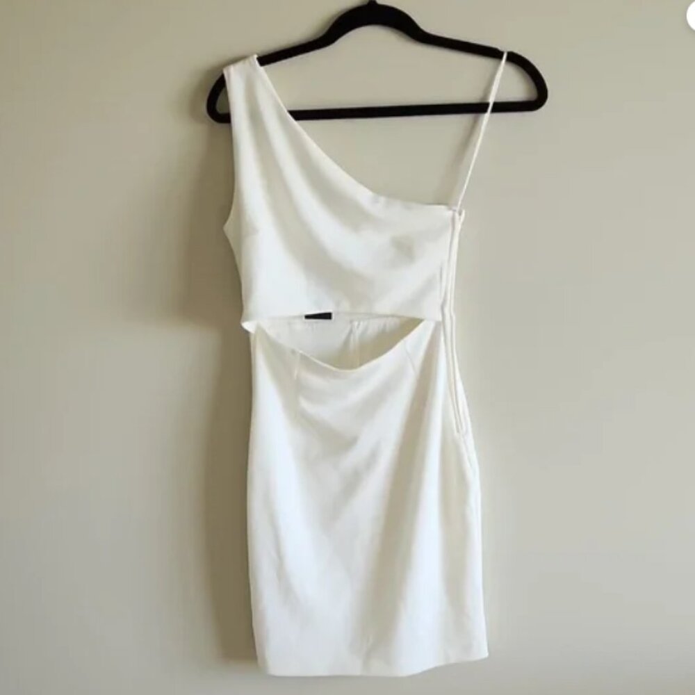 Dynamite one shoulder midi white dress XS